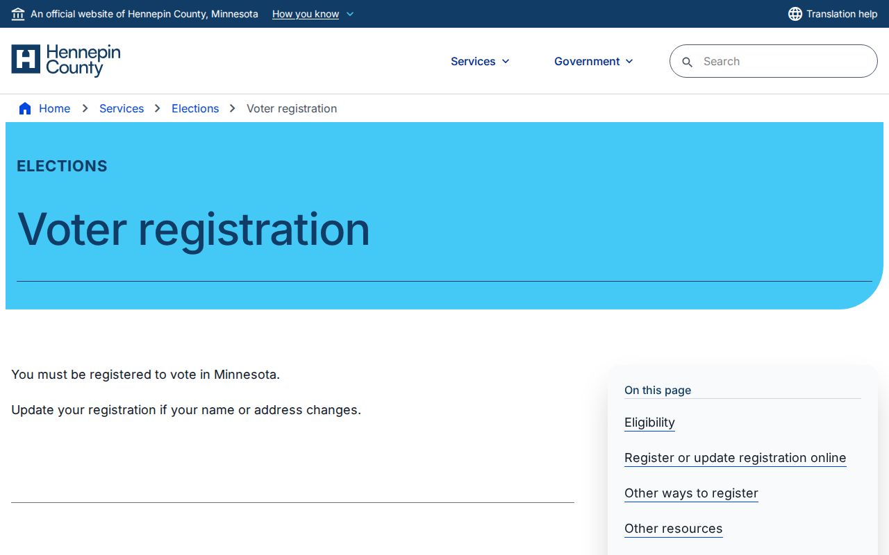 Hennepin County residents directory voter registration information
