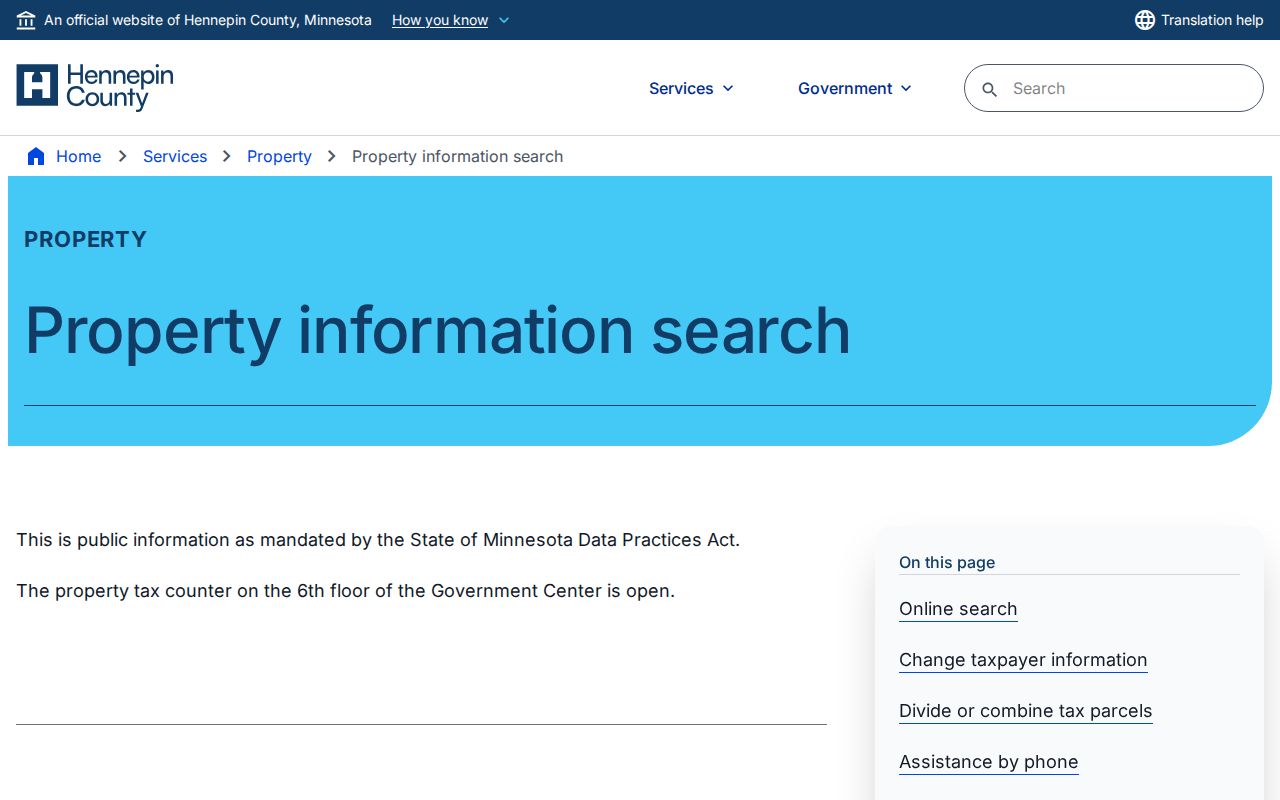 Hennepin County residents directory property information search