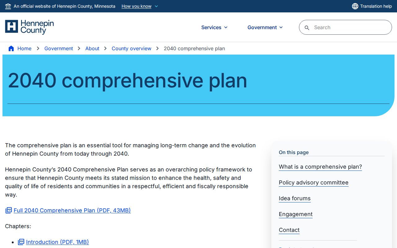 Hennepin County ZIP code directory county planning and geography context